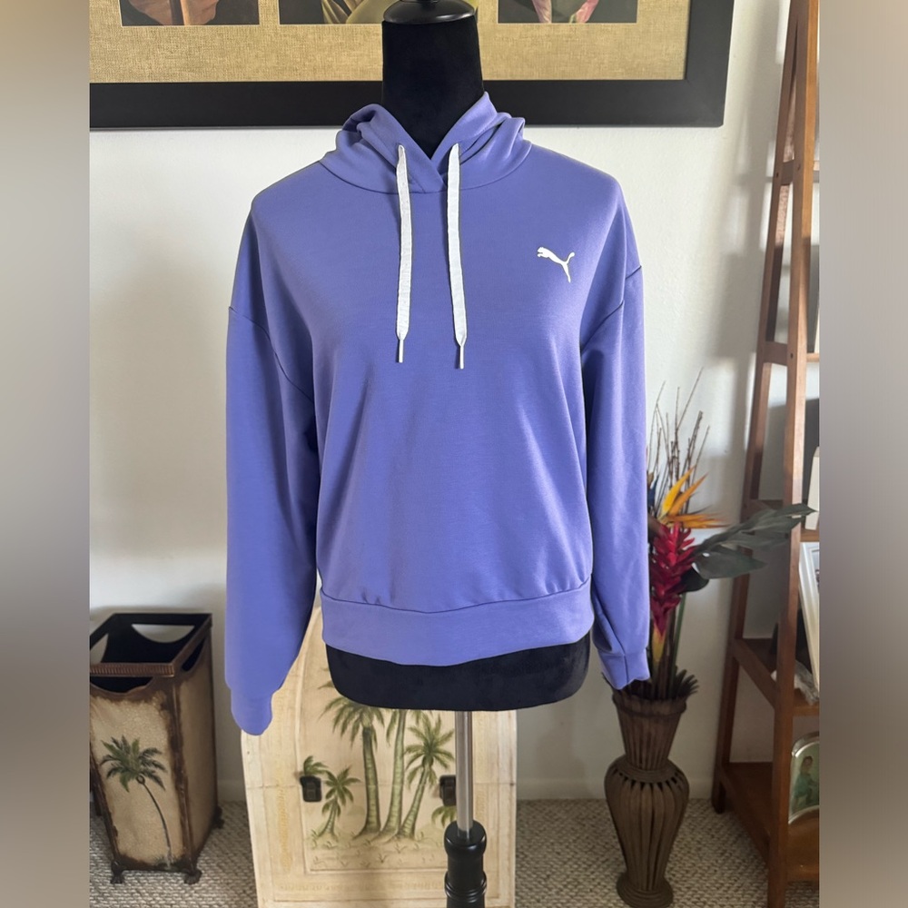 Puma Women Modern Sport Hoodie Cropped Sweatshirt Long Sleeve Small Hazy Purple